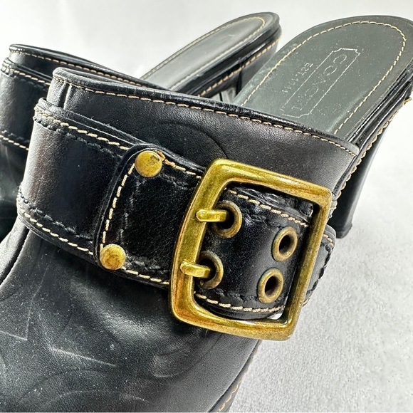 Coach Candace Buckle Mules Clogs Vintage Grunge Y2K Business Black Leather - Picture 4 of 10
